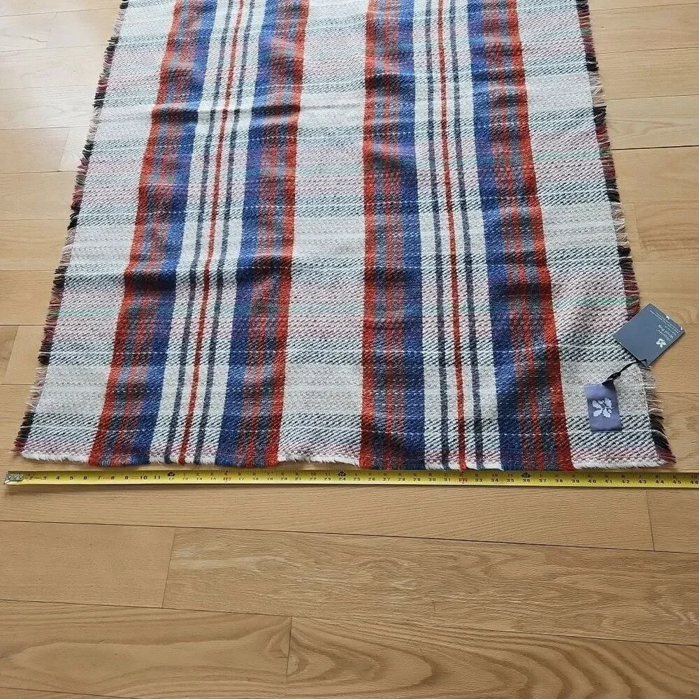 National Trust Ltd. Recycled Wool Blanket Throw Picnic Fringe Plaid 47